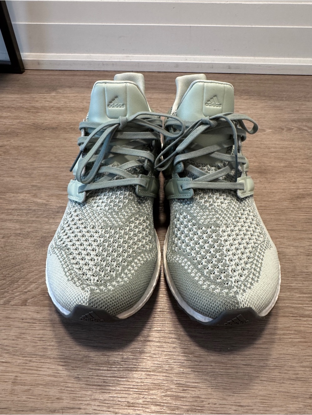 adidas Sage Green Knit Ultraboost Running Sneakers